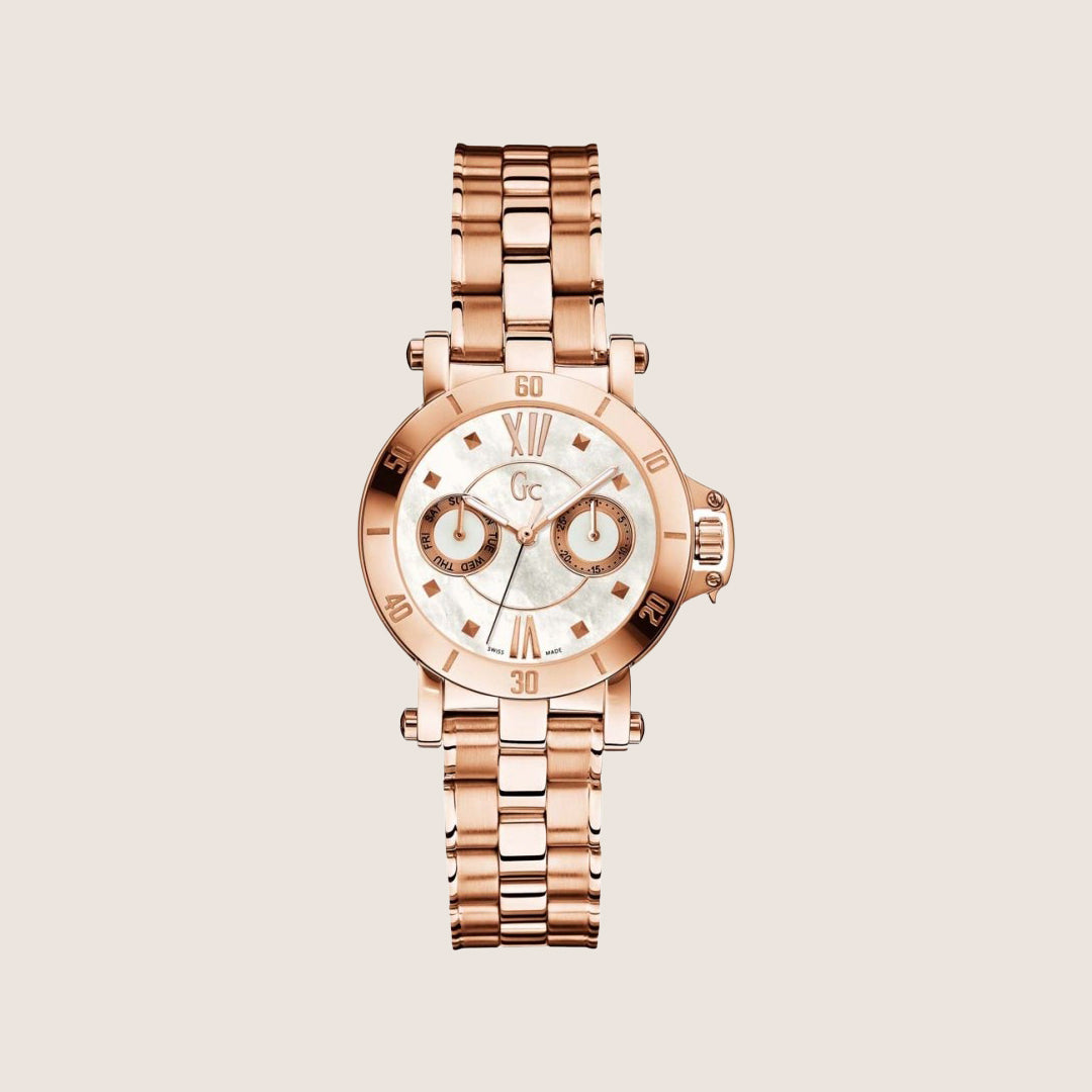 GC Ladies Femme Rose Gold Mother Of Pearl Dial Day Date Swiss Watch X74008L1S