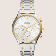 Fossil Men's Fenmore Silver Dial Two-Tone Bracelet Watch BQ2698