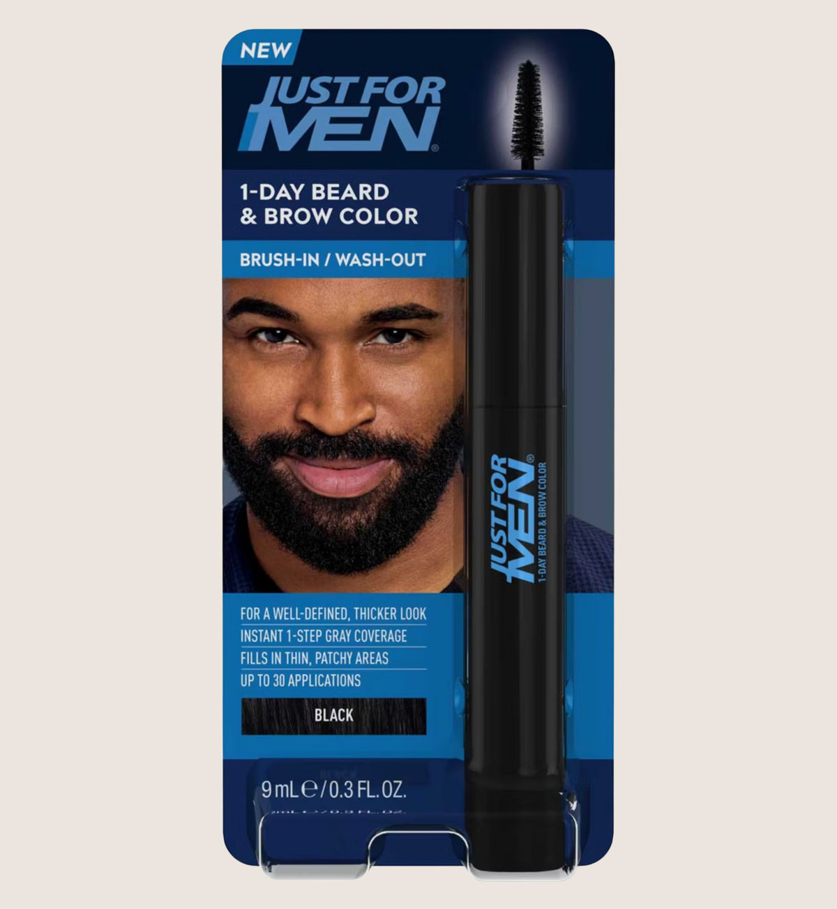Just For Men 1-Day Beard & Brow Colour Black Dye-Free Temporary Colour 9ml
