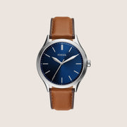 Fossil Mens Fenmore Blue Dial Leather Watch BQ2863