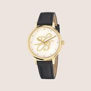 Ted Baker Ladies Phylipa Gold Beige Black Leather Strap Watch BKPPHF502