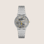Armani Exchange Women's Dress Watch Silver Moonphase Grey Dial AX5585
