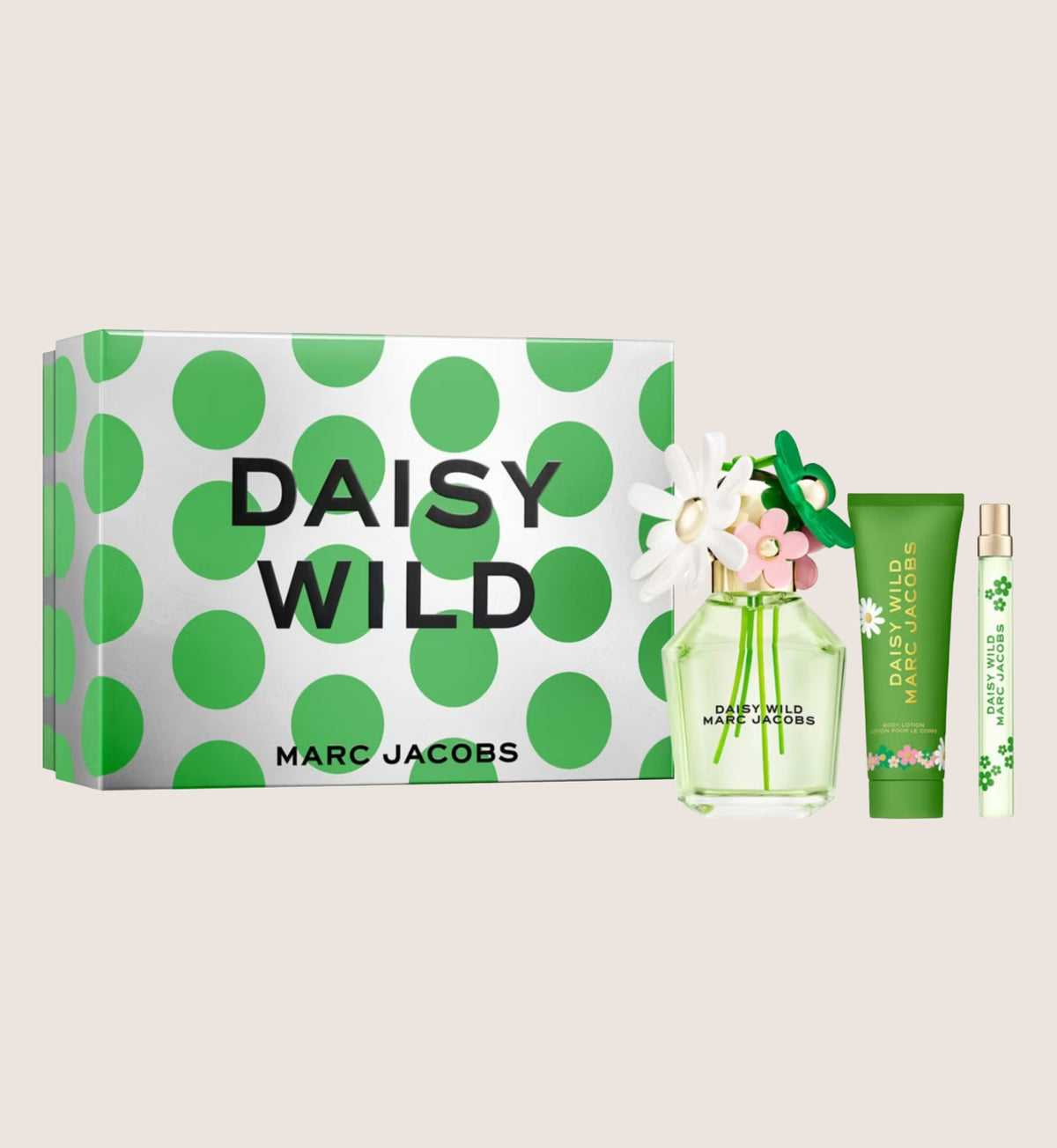 Marc Jacobs Daisy Wild Eau De Parfum For Women And Body Lotion Trio Gift Set 100ml, 10ml & 75ml Fragrance Gift Set For Her