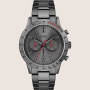 BOSS Men's Allure Chronograph Gunmetal Dial Tachymeter Steel Watch 1513924