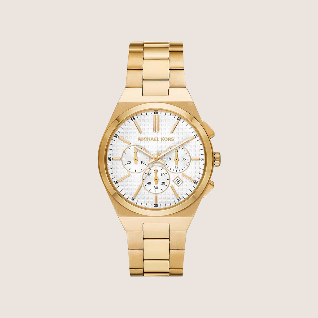 Michael Kors Men's Lennox Chronograph Gold Dial Gold Stainless Steel Watch MK9120