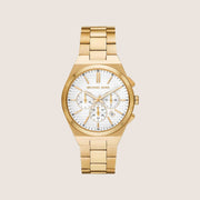 Michael Kors Men's Lennox Chronograph Gold Dial Gold Stainless Steel Watch MK9120