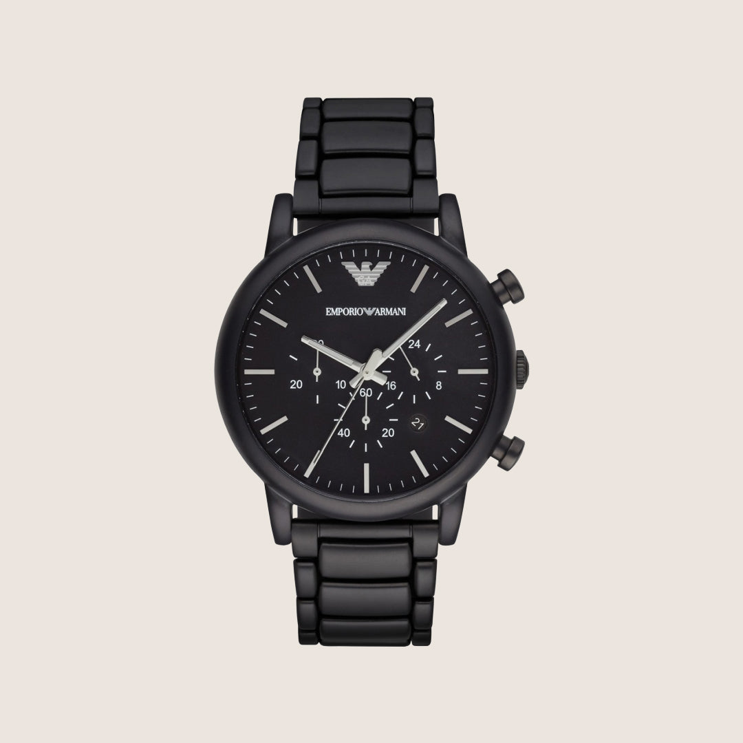 Emporio Armani Men's Watch Black Dial Black Steel Bracelet AR1895