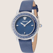 Versace Ladies V Icon Watch Blue Dial Sapphire Crystal Leather Strap VEUCA0124