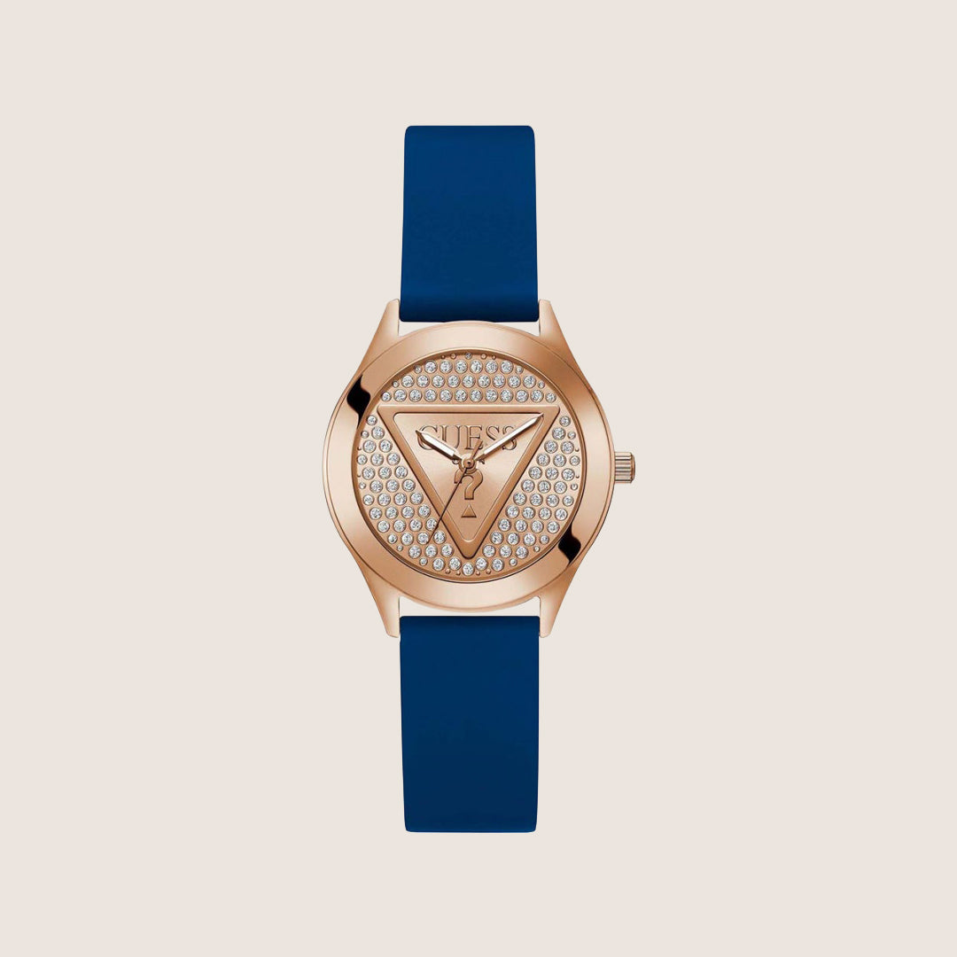 Guess Women's Glitz Plaque Watch Crystal-Set Rose Gold Dial GW0745L4