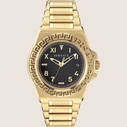 Versace Ladies Greca Reaction Watch Oversized Gold Bracelet Date Display VE3I00723