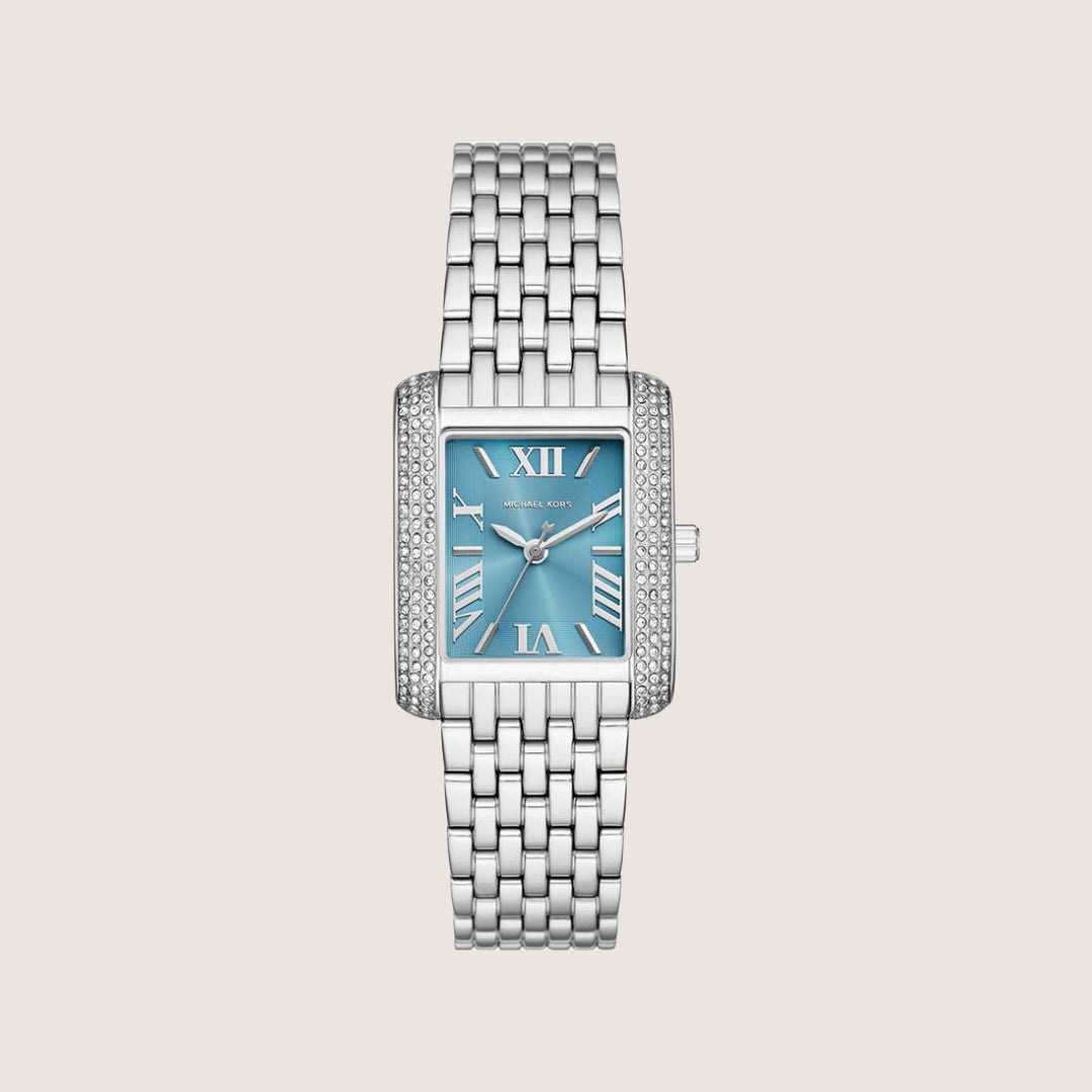 Michael Kors Women's Emery Clear Stone-Set Blue Dial Watch MK4829