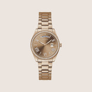 Guess Women's Rose Gold Dial Watch Crystal-Set Rose Gold Dial GW0307L3
