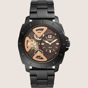 Fossil Men's Privateer Skeleton Automatic Black Bracelet Watch BQ2788