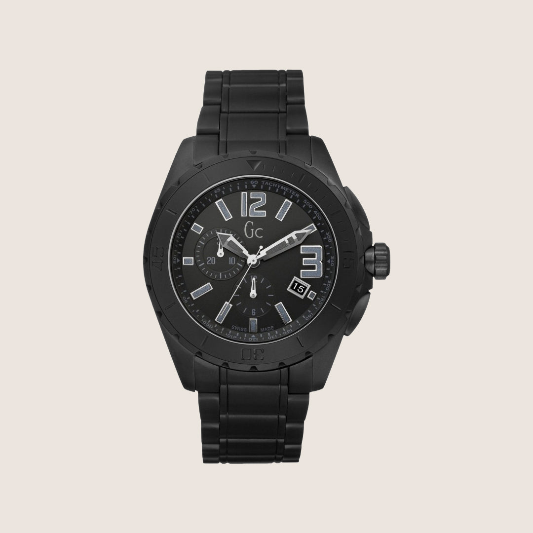 GC Men's Analogue Black Dial Black Ceramic Bracelet Watch X76011G2S