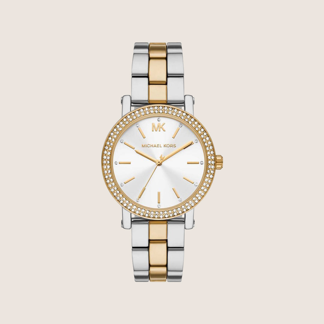 Michael Kors Women's Corey Clear Stone-Set Silver Dial Watch MK7550