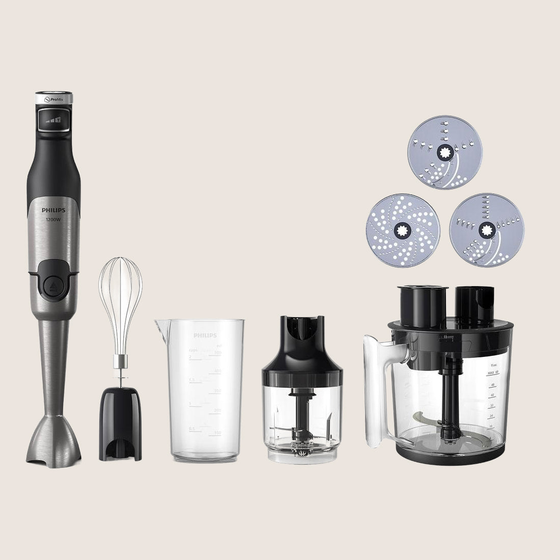 Philips 5000 Series HR2685/00 Blender 1200W 3-Speed 2.1L with 8 Accessories - Black