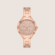 Michael Kors Women's Aspyn Clear Stone-Set Rose Gold Dial Watch MK4658