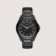 Armani Exchange Men's Dress Watch Black Dial Black Steel Bracelet AX2620