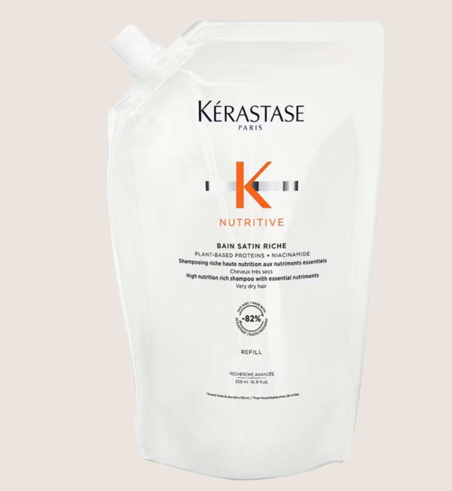 Kérastase Nutritive Bain Satin Riche Shampoo Refill Pouch with Niacinamide For Very Dry Hair Cleansing Formula 500ml