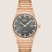 BOSS Men's Candor Grey Dial Rose Gold Automatic Bracelet Watch 1514185