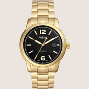 Fossil Men's Heritage Automatic Black Dial Gold Bracelet Watch ME3232