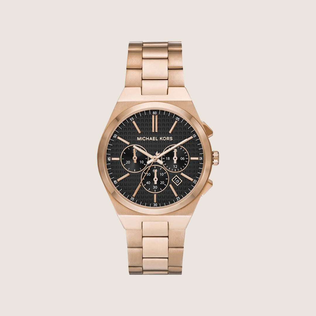 Michael Kors Men's Lennox Chronograph Black Dial All-Black Stainless Steel Watch MK9119