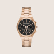 Michael Kors Men's Lennox Chronograph Black Dial All-Black Stainless Steel Watch MK9119
