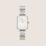 Daniel Wellington Women's Quadro Lumine Silver Crystal White Dial Watch DW00100671