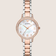 Emporio Armani Two-Tone Bracelet White Dial Ladies Watch AR11499