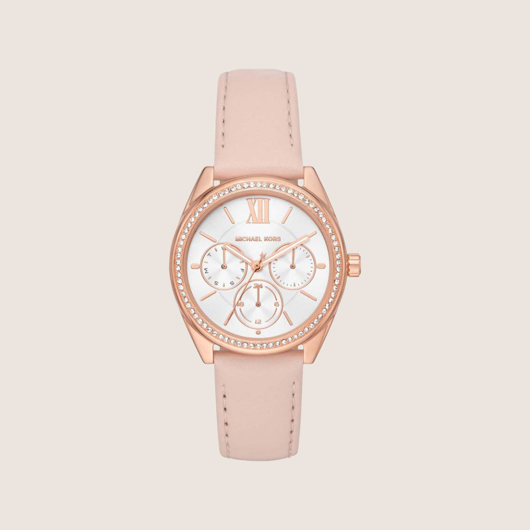 Michael Kors Women's Janelle Clear Stone-Set White Dial Watch MK7316