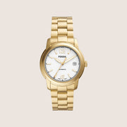 Fossil Women's Heritage Gold Automatic Sapphire Crystal Bracelet Date Watch ME3226