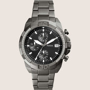 Fossil Men's Bronson Black Dial Gunmetal Bracelet Watch FS5852