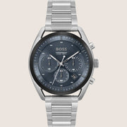 BOSS Men's Chronograph Blue Dial Silver Steel 100m Watch 1514093