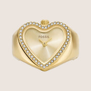 Fossil Women's Watch Ring Gold Crystal Expander Analogue Ring Watch ES5407
