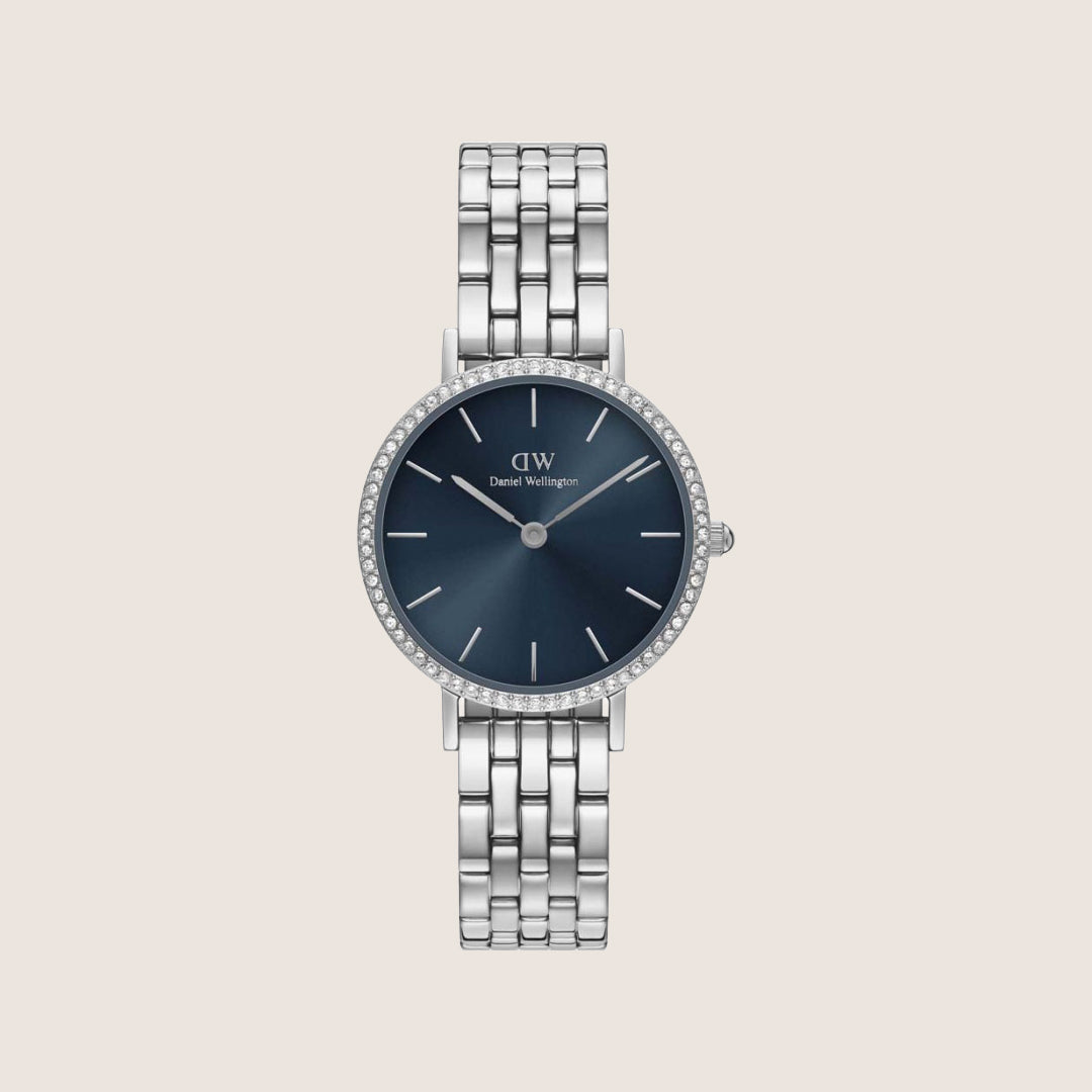 Daniel Wellington Women's Petite Lumine Silver Crystal Blue Dial Watch DW00100664