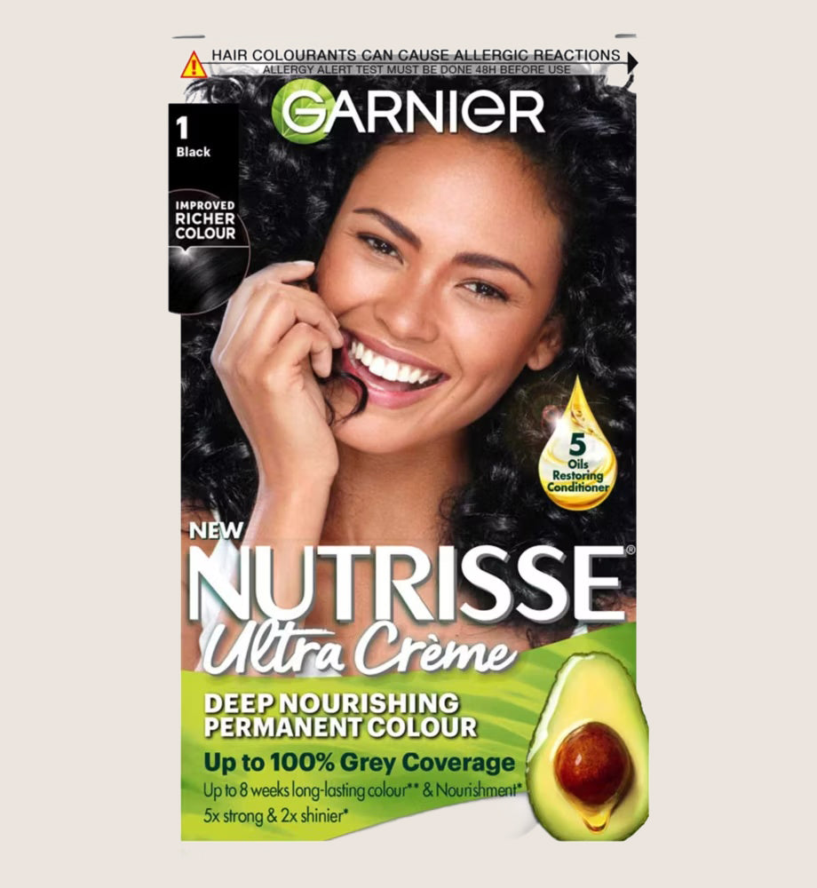 Garnier Nutrisse Ultra Crème Dye, Vegan, 1 Black Vegan Formula