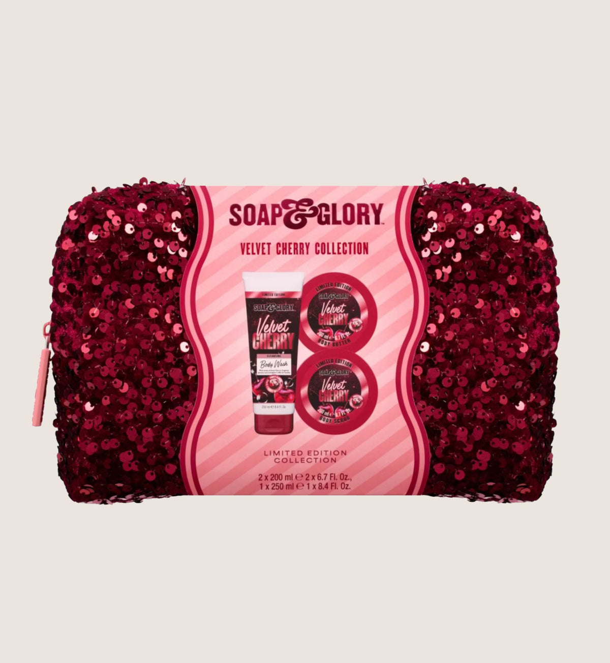 Soap & Glory Velvet Cherry Toiletry Bath & Body Gift Set For Her