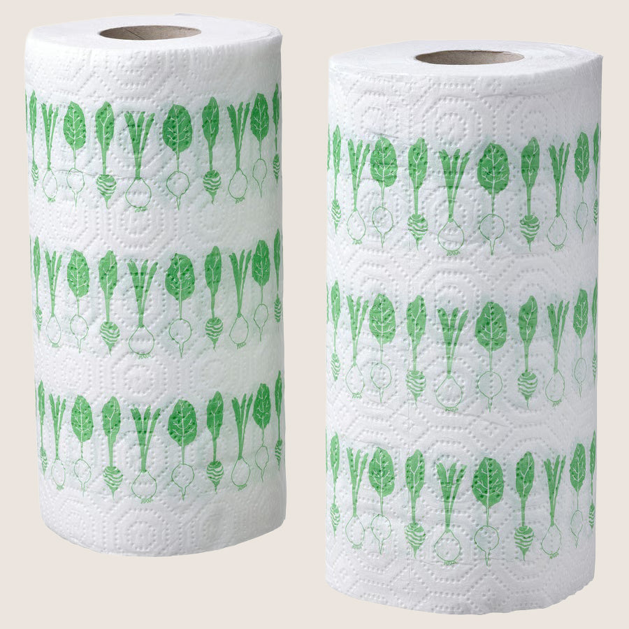 IKEA FAMILJ Kitchen roll, patterned bright green/white, Paper (min. 50% recycled)