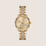 Michael Kors Women's Portia Clear Stone-Set Gold Dial Watch MK4602