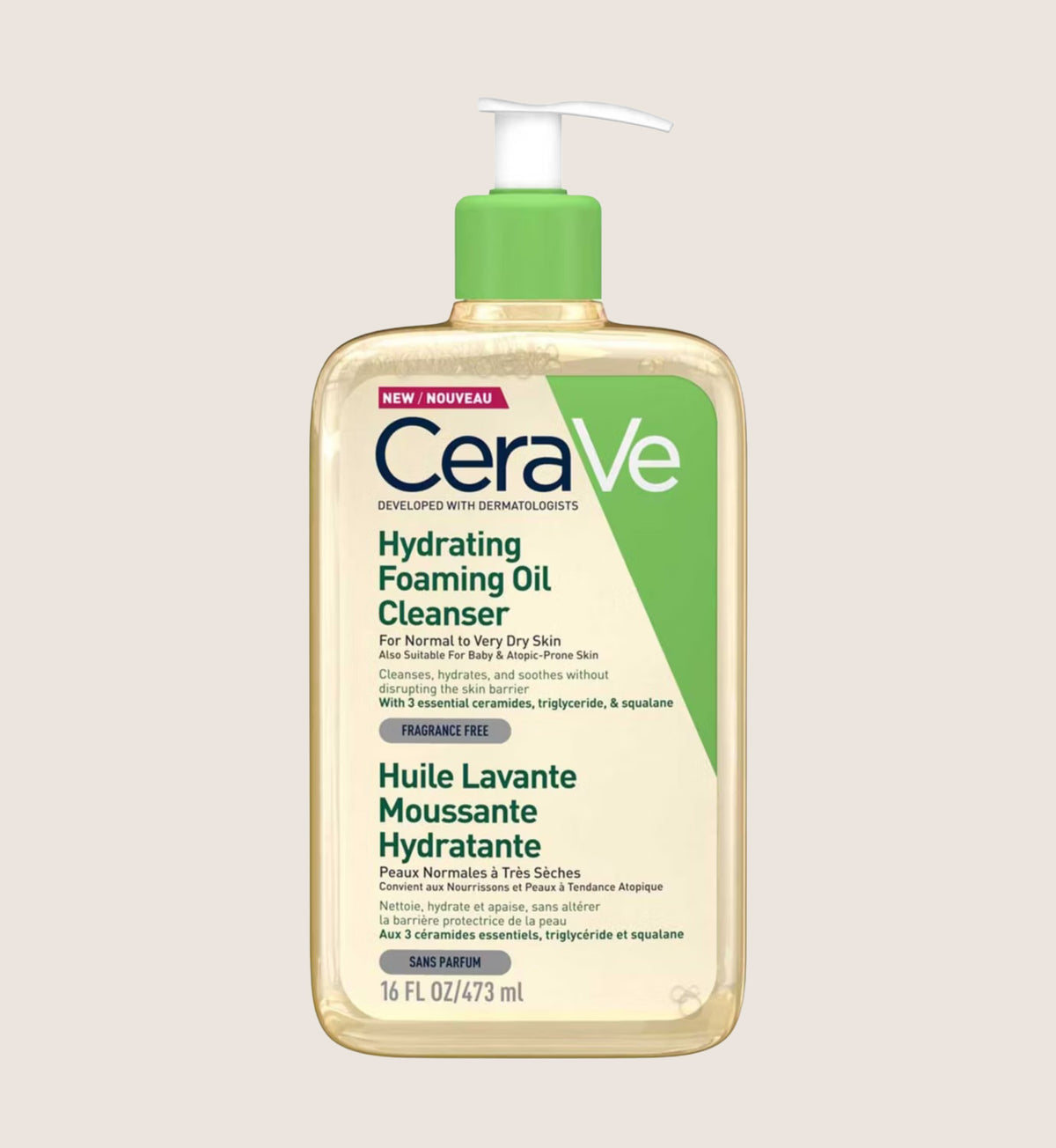 CeraVe Hydrating Foaming Oil Cleanser with Squalane for Dry Skin 473ml
