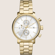 Fossil Men's Rhett Silver Dial Gold Bracelet Watch BQ2852