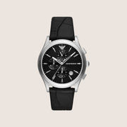 Emporio Armani Men's Watch Black Dial Black Leather Strap Modern AR11530