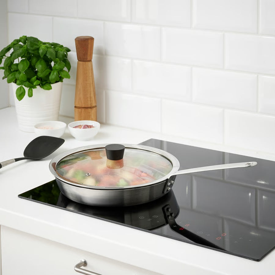IKEA KLOCKREN Pan lid, glass, 29 cm, Tempered glass, Stainless steel, Phenolic plastic