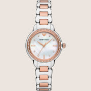 Emporio Armani Two-Tone Bracelet White Face Ladies Watch AR11569