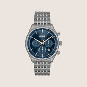 BOSS Men's Chronograph Blue Dial Gunmetal Bracelet Watch 1514083