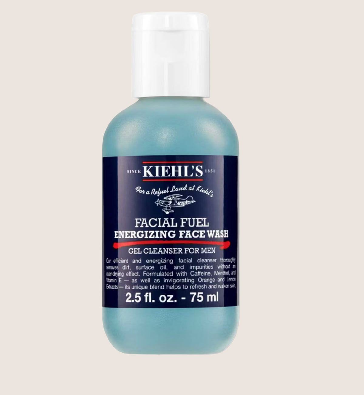 Kiehl's Facial Fuel Energising Face Wash for Men with Caffeine & Menthol 75ml