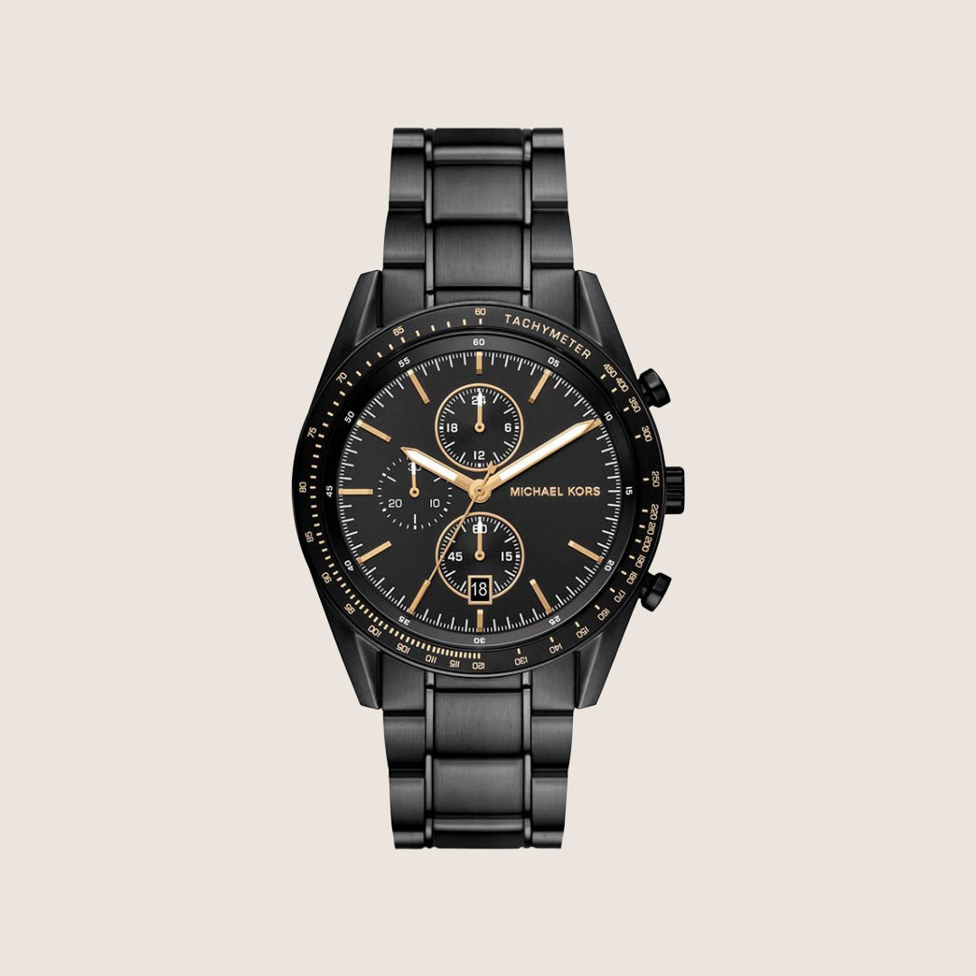 Michael Kors Men's Warren Chronograph Black Dial All-Black Stainless Steel Watch MK9113