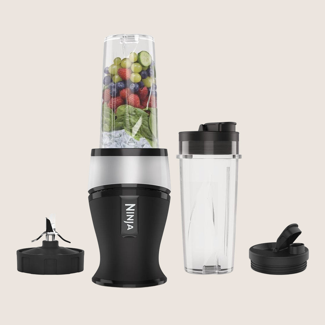 Ninja Nutri Ninja QB3001UKS Personal Blender 700W 0.47L with 2 Blending Cups - Black & Silver