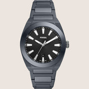 Fossil Men's Everett Black Dial Gunmetal Ceramic Bracelet Watch CE5027