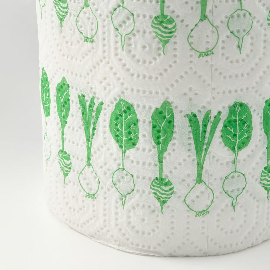 IKEA FAMILJ Kitchen roll, patterned bright green/white, Paper (min. 50% recycled)